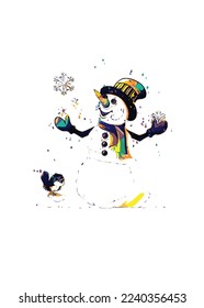 Snowman Joyful Illustration Creative Design