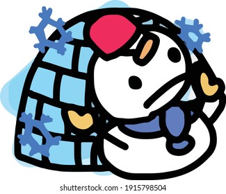 Snowman and Kamakura in winter.