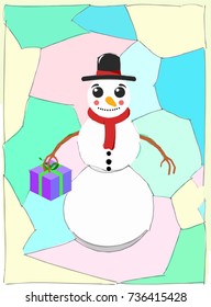 Snowman kid style drawing