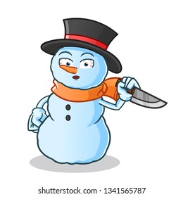snowman killer mascot vector cartoon illustration