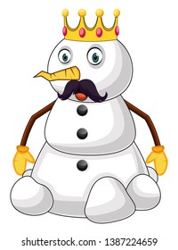 Snowman el vector de ilustración king sobre fondo blanco