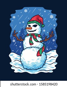 Snowman Landscape vector illustration artwork