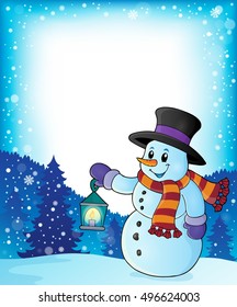 Snowman with lantern theme image 4 - eps10 vector illustration.