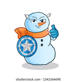 snowman leader mascot vector cartoon illustration