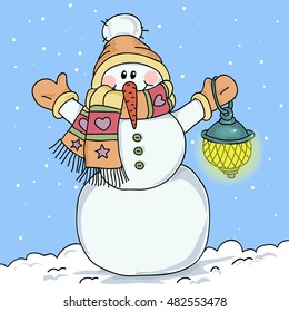 Snowman with lights