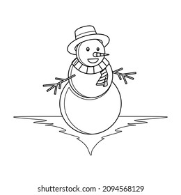 Snowman Line Art Design for Coloring Book