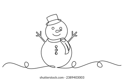 Snowman line art style for a elements Christmas decoration vector