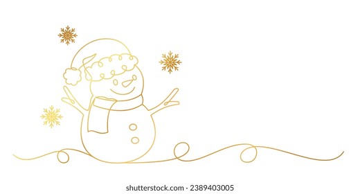 Snowman line art style for a elements Christmas decoration vector