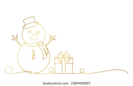 Snowman line art style for a elements Christmas decoration vector