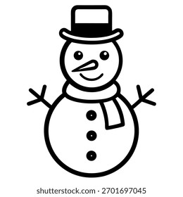 Icono de Vector de arte de línea de muñeco de nieve