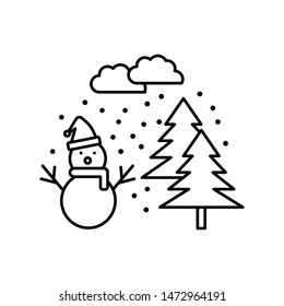 snowman line icon. Element of landscapes illustration icon. Signs and symbol icon for websites, web design, mobile app, UI, UX