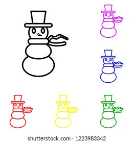 Snowman line icon. Elements of Christmas and New Year in multi colored icons. Simple icon for websites, web design, mobile app, info graphics on white background