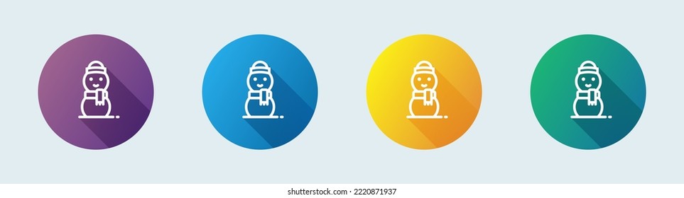 Snowman line icon in flat design style. Winter holiday signs vector illustration.