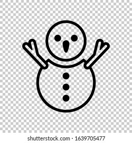 snowman line icon isolated on transparent background