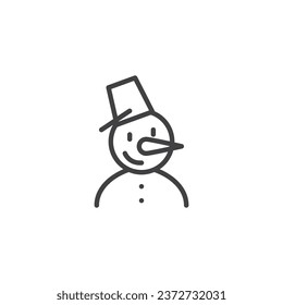 Icono de línea Snowman. signo de estilo lineal para concepto móvil y diseño web. Hombre de nieve con icono vectorial de borde de cubo y zanahoria. Símbolo, ilustración del logotipo. Gráficos vectoriales
