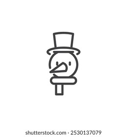 Snowman line icon. linear style sign for mobile concept and web design. Snowman with a hat, scarf, and carrot nose outline vector icon. Symbol, logo illustration. Vector graphics