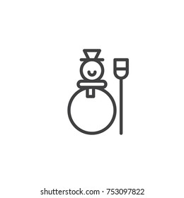 Snowman line icon, outline vector sign, linear style pictogram isolated on white. Symbol, logo illustration. Editable stroke