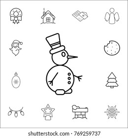 Snowman line icon. Set of Christmas and New Year icons. Signs, outline symbols collection, simple thin line icons for websites, web design, mobile app on white background
