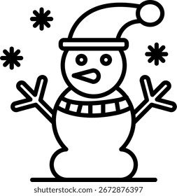 Snowman Line vector Icon Design