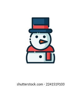 Snowman Lineal Color Icon. Winter Icon Season Icon Design Vector Illustration.
