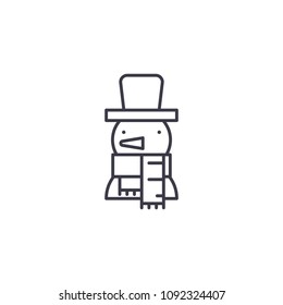 Snowman linear icon concept. Snowman line vector sign, symbol, illustration.