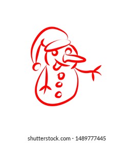 Snowman linear icon. Snowman concept stroke symbol design. Thin graphic element vector illustration, outline pattern on a white background, eps 10. Icon, red lines with different wide