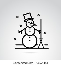 Snowman linear icon isolated on white background. Vector art.