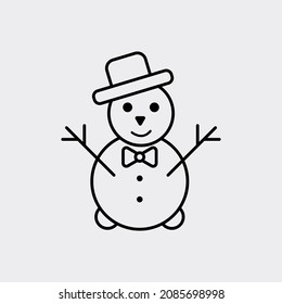 Snowman linear icon. Outline vector illustration.