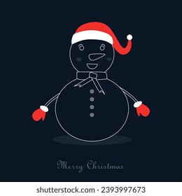 Snowman Lineart in Christmas Minimal Social Media Greeting Post