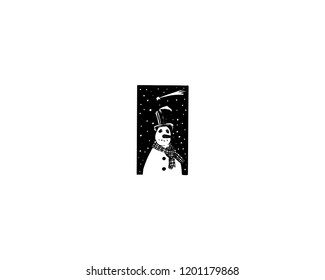 Snowman logo with a black background