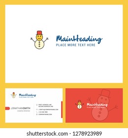 Snowman Logo design with Tagline & Front and Back Busienss Card Template. Vector Creative Design