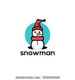 Snowman Logo Design Vector Template
