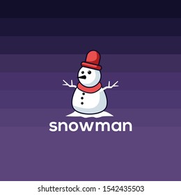 Snowman Logo Design Vector Template