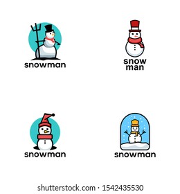 Snowman Logo Design Vector Template
