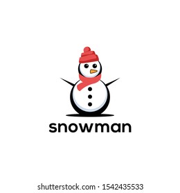 Snowman Logo Design Vector Template