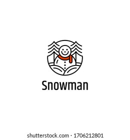 Snowman logo design vector template