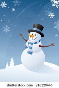 Snowman makes a wish.