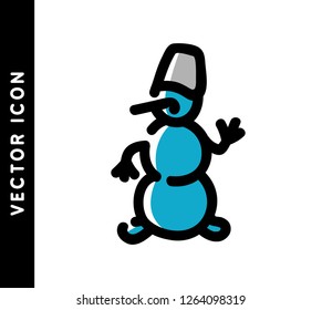 Snowman mark. Vector hand drawn illustration. Line icon