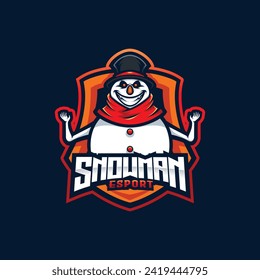 Snowman Mascot Esport Logo Design Illustration For Gaming Club