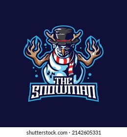 Snowman mascot logo design vector with modern illustration concept style for badge, emblem and t shirt printing. Angry snowman illustration for sport and esport team.