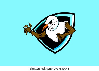 SNOWMAN MASCOT LOGO VECTOR ILLUSTRATION