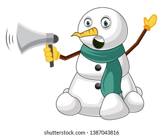 Snowman with megaphone illustration vector on white background