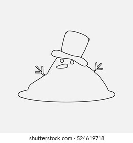 Snowman melted. vector illustration of a flat in a linear style isolation on a light background. easy to use