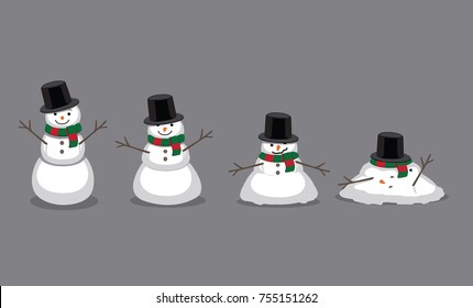 Snowman Melting Cartoon Vector Illustration