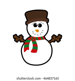 snowman merry christmas cartoon celebration icon. Isolated and flat illustration. Vector graphic