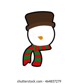 snowman merry christmas cartoon celebration icon. Isolated and flat illustration. Vector graphic