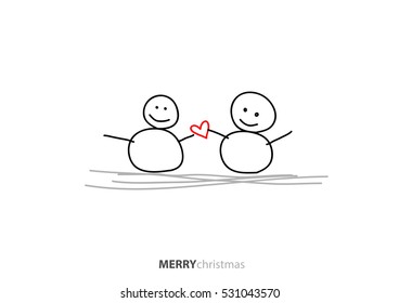 snowman merry christmas, love graphic design vector