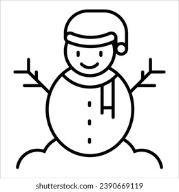 Snowman, minimal Christmas icon. Vector illustration