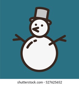 Snowman Minimal Color Flat Line Stroke Icon Pictogram Symbol Illustration
