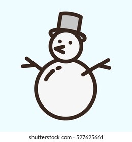 Snowman Minimal Color Flat Line Stroke Icon Pictogram Symbol Illustration
